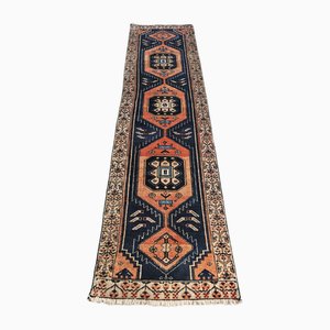 Vintage Hamadan Hand-Knotted Runner Rug with Geometric Pattern, 1950s