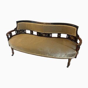 Antique Victorian Rosewood Inlaid Settee, 1880