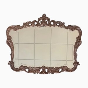 Grand Miroir Baroque 20ème Siècle en Noyer Sculpté et Bronze Bronze, Espagne, 1920s