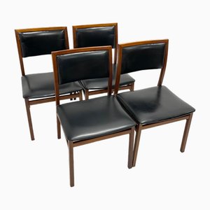 Vintage Holzstühle in Skai, Italien, 1960er, 4er Set