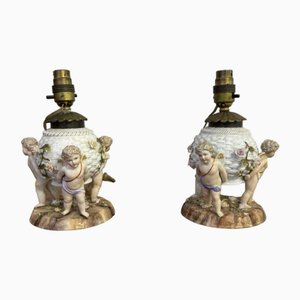 Lampes en Porcelaine de Sitzendorf, 1900s, Set de 2