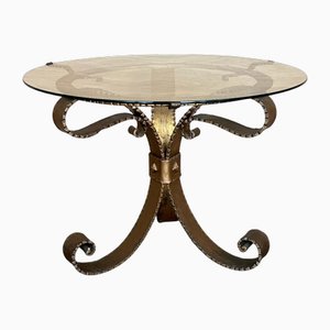 Mid-Century Hollywood Regency Gilt French Iron Cocktail Table, 1920s