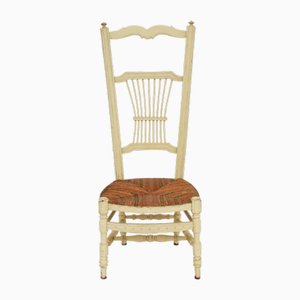 Louis XVI Provence Stuhl mit Hoher Rückenlehne & Farbigem Stroh, 1800er
