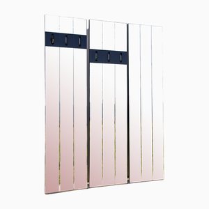 Three-Module Mirrored Wall Coat Hanger, 1970s, Set of 3