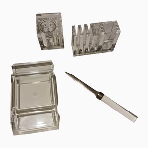 Organizer da scrivania in vetro acrilico di Guzzini per Manlio Ciocca, anni '70, set di 4