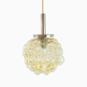 Moderne Mid-Century Hängelampe aus bernsteinfarbenem Glas von Helena Tynell für Limburg, 1960er