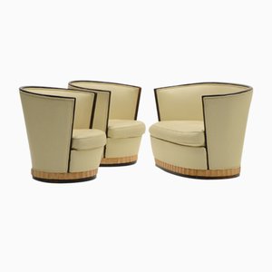 Art Deco Fassstühle und Sofa, Frankreich, 1930er, 3er Set