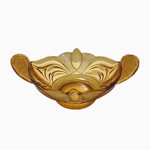 Bol Art Déco en Verre Soufflé Ambré par Brockwitz, 1930s
