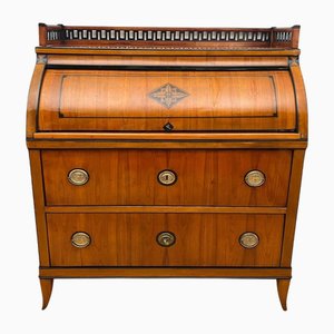 Biedermeier Roll-Top Desk in Cherry Veneer and Brass, 1820