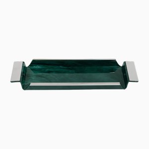 Mid-Century Serving Tray in Acrylic Marble Effect and Chrome from Janetti, 1970s