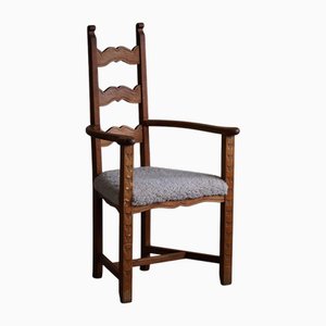 Mid-Century Danish Modern Classic Armchair in Oak & Lambswool Seat, 1950s