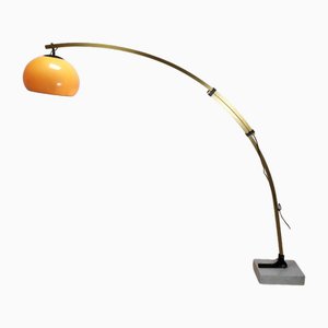 Lampada da terra vintage in marmo dorato, anni '70