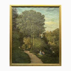 Eugène Bataille, Picnic vicino all'acqua, XIX secolo, Olio su tela, Incorniciato