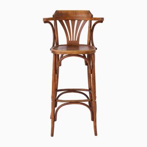 Taburete alto de pub irlandés vintage de madera de madera curvada, años 60