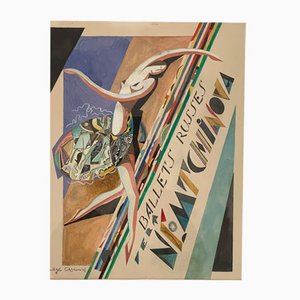 Sergey Chekhonin, Sergey Chekhonin, Theaterplakatprojekt, 1930, Gouache & Tinte & Aquarell, Gerahmt