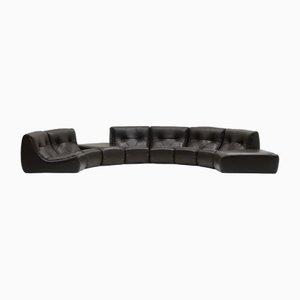 Large Set Curved Modular Sofa, France, 1970s, Set of 8