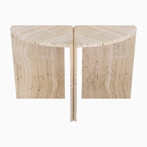 Lily Round Console Table in Travertine by Fred&Juul