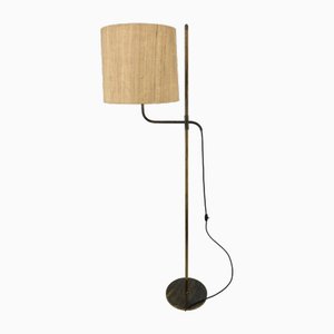 Mid-Century Floor Lamp with Height-Adjustable Fabric Shade by Florian Schulz, Germany, 1950s