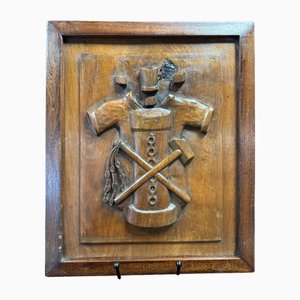 Handwerkerschild, 19. Jh. Flachrelief Skulptur aus Holz, 1800er