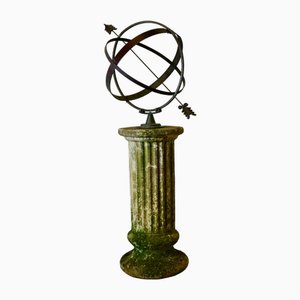 19th Century Copper Armillary Sphere on a Stone Pedestal, 1890s
