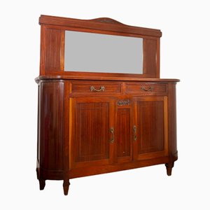 Credenza Liberty in noce impiallacciato in quercia con specchio, anni '30