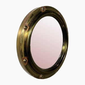 Espejo de pared con forma de ojo de buey de latón de Deutsche Werkstatten, años 50