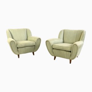 Hellgrüne Vintage Sessel mit Holzgestell, Italien, 1950er, 2er Set