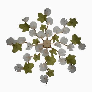 Mid-Century Murano Art Glass and Brass Chandelier, 1980s