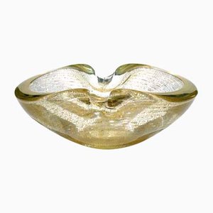 Seguso Murano Gold Glass Big Bowl, 1960s