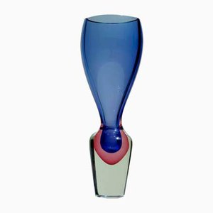 Murano Glass Purple Blue Pink Vase by Flavio Poli Seguso Sommerso, 1960s