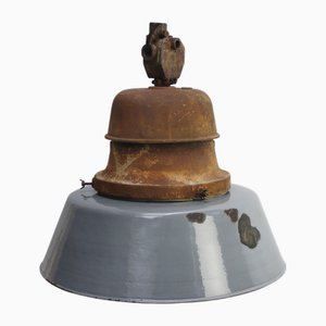 Lampes à Suspension Industrielle Vintage en Fer Forgé Émaillé Gris par Pötter & Schütze GMBH, 1920s