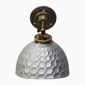 Vintage Mercury Mirror Glass & Brass Wall Lamp