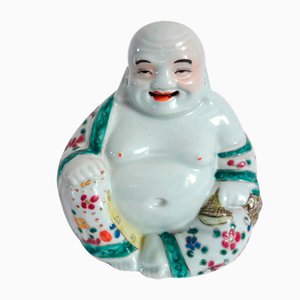 Buda Laughing de porcelana china con decoración floral, China, años 20