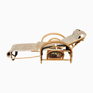 Vintage Sessel aus Rattan & Bambus mit Zeitschriftenhalter, Italien, 1960