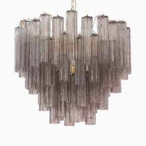 Murano Gray Glass Tronchi Chandelier, 1990s