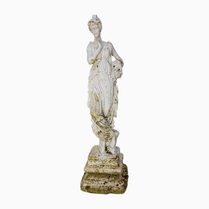 French Classical Style Painted Concrete Woman Statuette, 1960