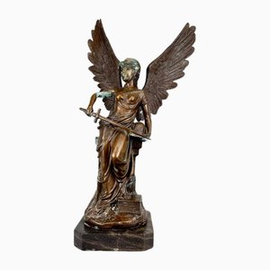 Antique Broze Sculpture of Angel with Sword, 1890s