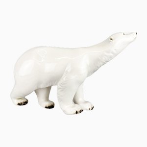 Porcelain Polar Bear Sculpture from Royal Dux, Former Czechoslovakia, 1960s