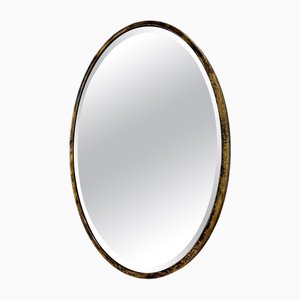 Vintage Brass Wall Mirror with Facet, France, 1950s