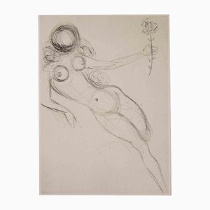 Reclined Nude with Flower, 1968, Etching