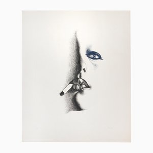 Giacomo Porzano, Smoker in White, 1970s, Etching