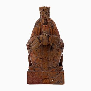 20th Century Stone Seal Carved with Seated Official, China