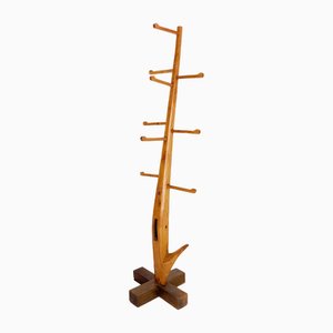 Brutalistischer Vintage Garderobenständer aus Holz
