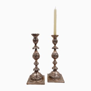 Große Silberne Kerzenständer, 2er Set
