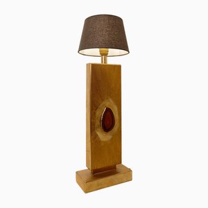 Etched Brass Table Lamp by Georges Mathias, Belgium, 1970s