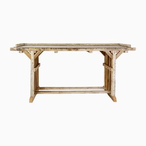 Large Brutalist Console Table with Patina Wood