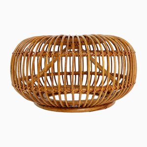 Mid-Century Modern Rattan Pouf in the style of Albini, 1960s