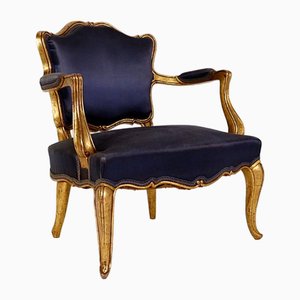 Louis XV Style Chairs with Navy Blue Silk