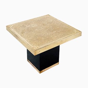 Hollywood Regency Brass Etched Side Table, 1950s