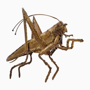 Brutalist Brass Grasshopper by Daniel Dhaeseleer, Belgium, 1970s